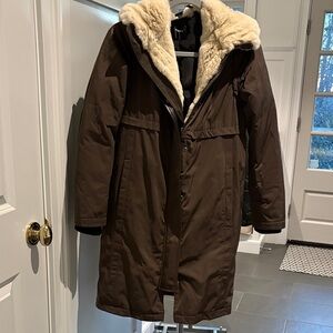 Theory Coat with Cream Fur Lining